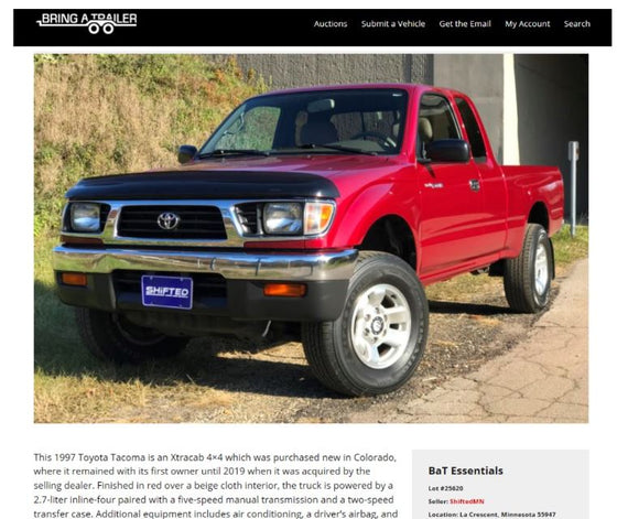 1997 Toyota Tacoma Sold on BAT